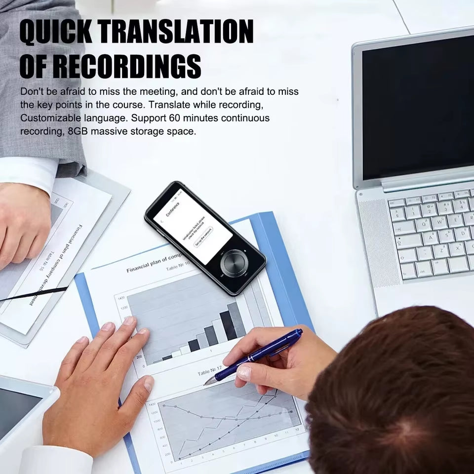 M9 Smart Language Translator - 107 Languages, Real-Time Voice & Text Translation, Recording Feature