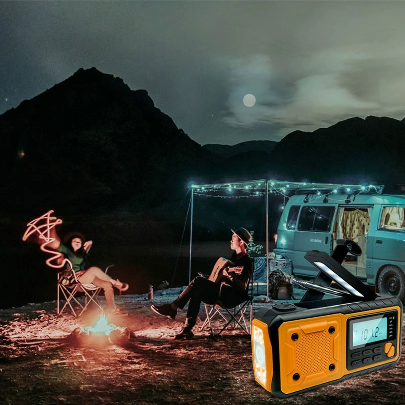 LOTOTG Portable Emergency Solar Power Radio Hand Crank Charging AM/FM Weather Radio Led Reading Flashlight Bank Phone Charger