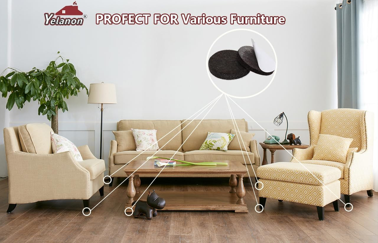 Felt Furniture Pads for Hardwood Floors -8" X 6" Premium Floor Protectors for Furniture, Felt Pads for Chair Legs,Brown
