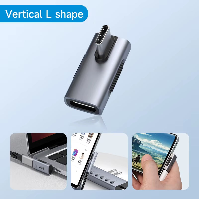 240W USB C to C Adapter - 40Gbps 8K 60Hz Right-Angle Converter for Thunderbolt 4/3, MacBook, iPhone 17 Pro, and Tablets