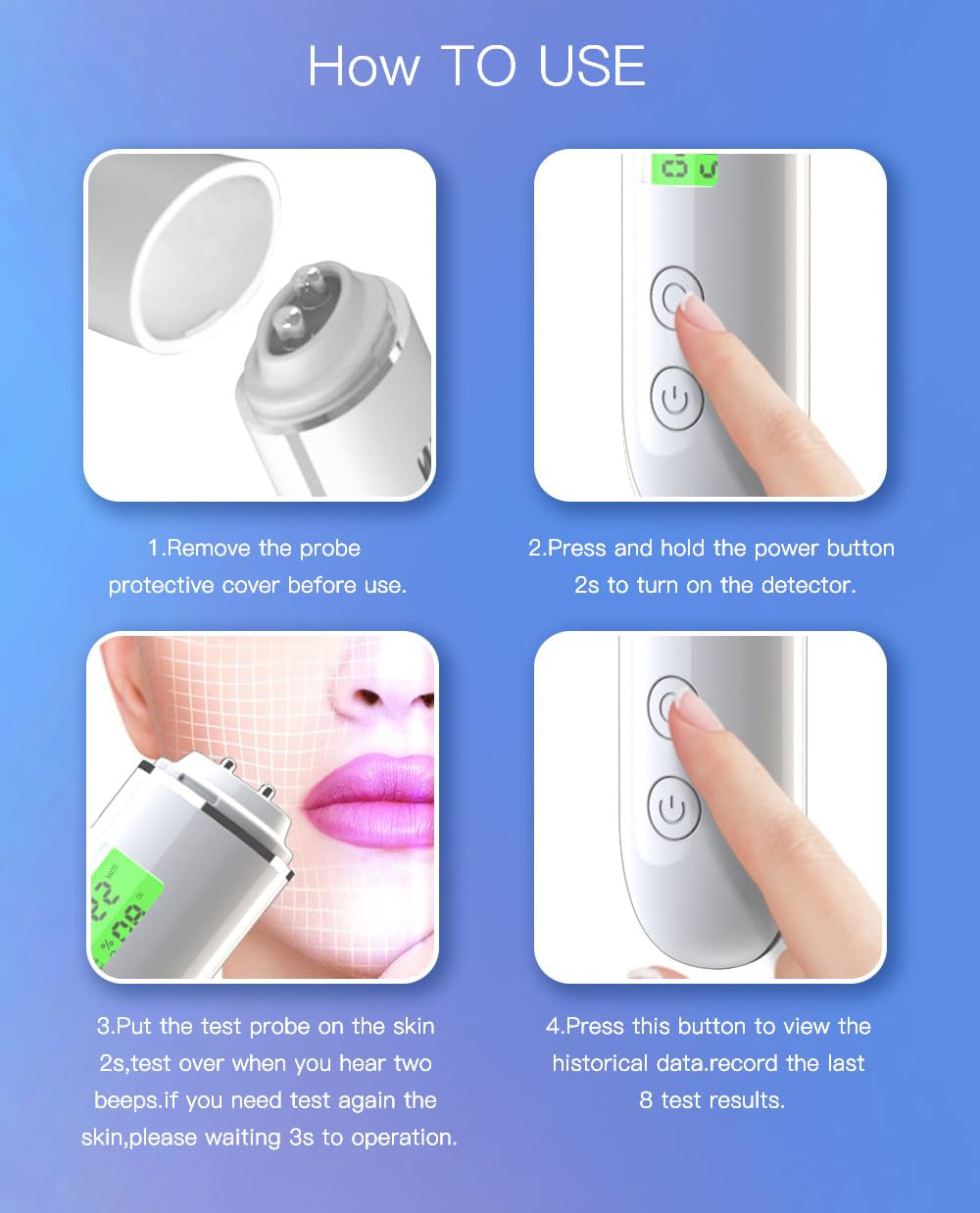 LCD Skin Oil Content Facial Moisture Analyzer Skin Care Tool for Radiant Skin, Digital Moisture Tester Monitoring Skin Health and Beauty Needs