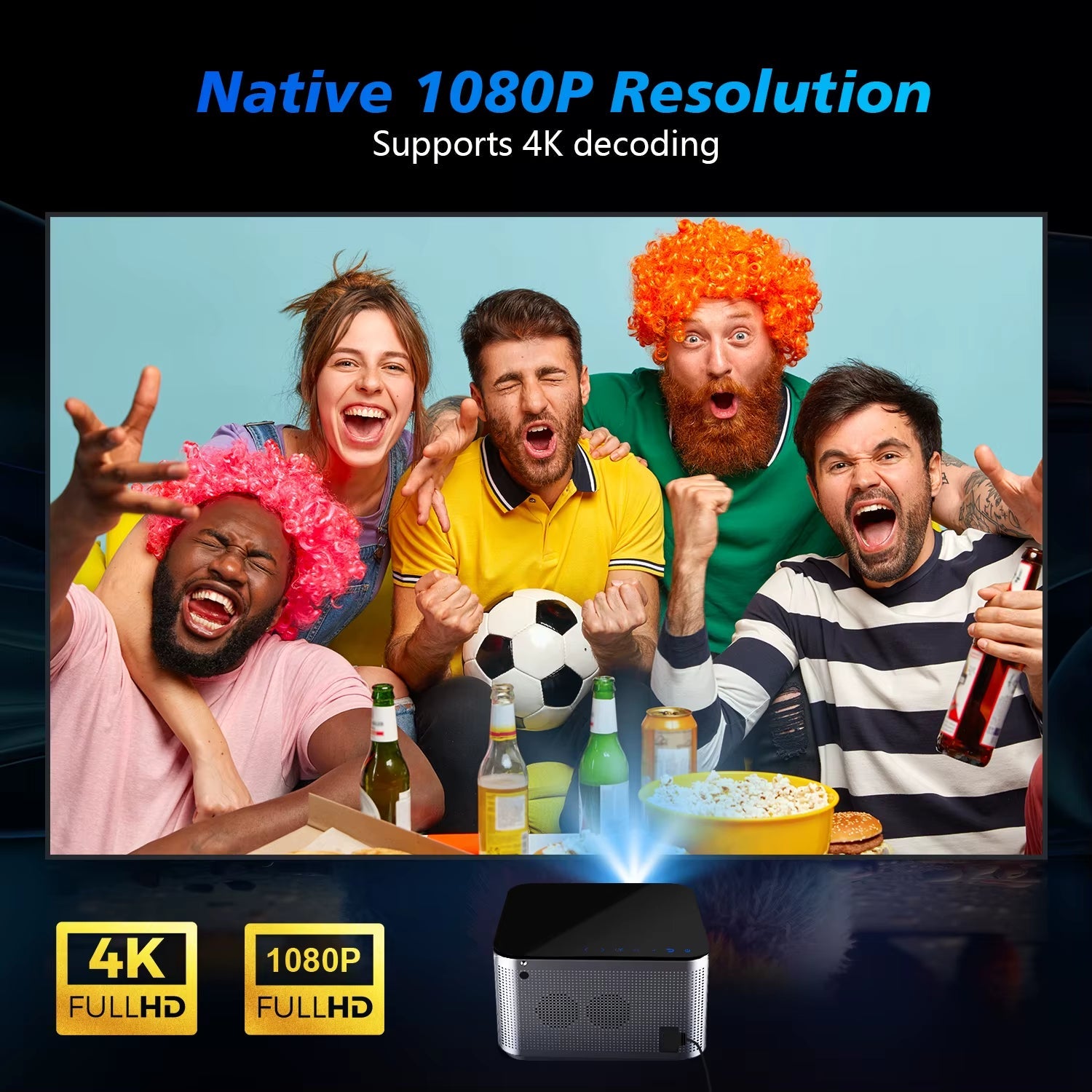 4K Smart Projector - Android 11, 580 ANSI, 1920x1080P Full HD, Wifi6, BT5.0, Voice Control - Ultimate Home Theater Experience
