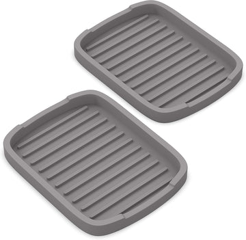 ZAPPOWARE Silicone Sponge Holder -Soap Tray - 5.9" X 4.33" Set -2Pcs (Gray)