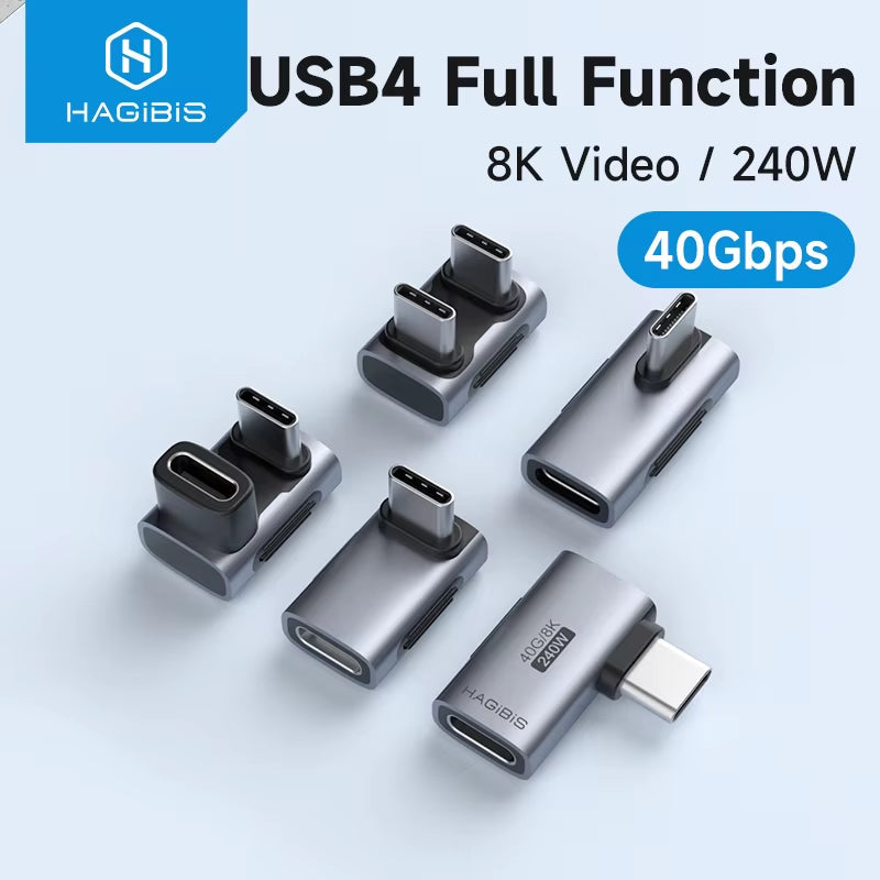 240W USB C to C Adapter - 40Gbps 8K 60Hz Right-Angle Converter for Thunderbolt 4/3, MacBook, iPhone 17 Pro, and Tablets